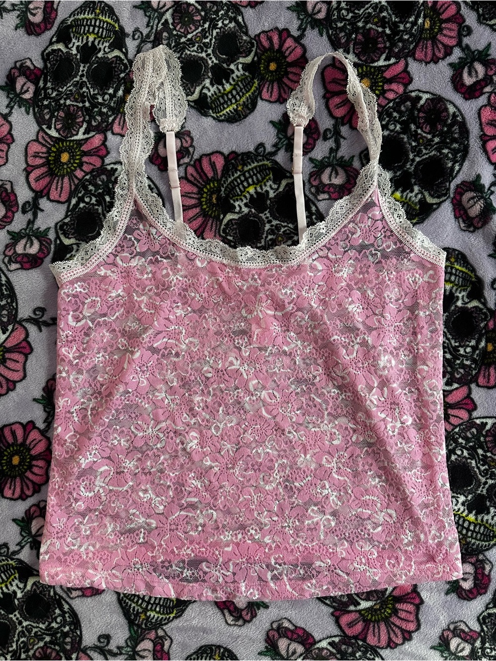 LoveShackFancy Pink Lace Trim Camisole
